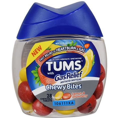 Tums With Gas Relief Antacidantigas Chewy Bites Lemon And Strawberry