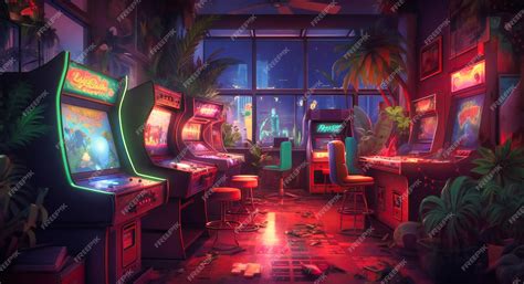 Premium Ai Image Arcade Game Room Animation Art By Kevin Carnaghi