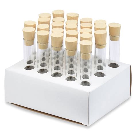 16x100mm Test Tubes With Cork Stoppers And Cardboard Rack Borosilicate