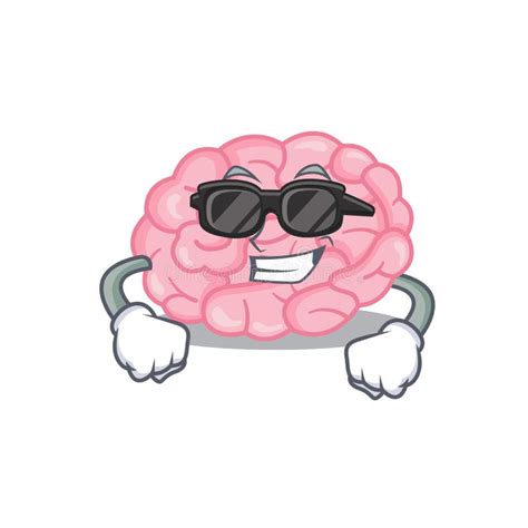 Cool Human Brain Cartoon Character Wearing Expensive Black Glasses Stock Vector Illustration