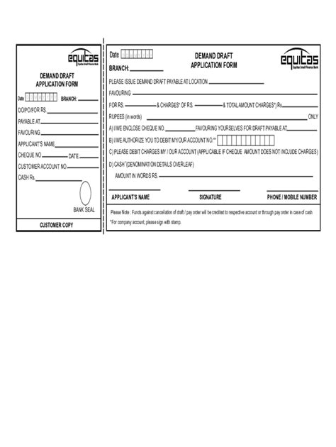 Fillable Online Demand Draft Pay Order Application Form Fax Email