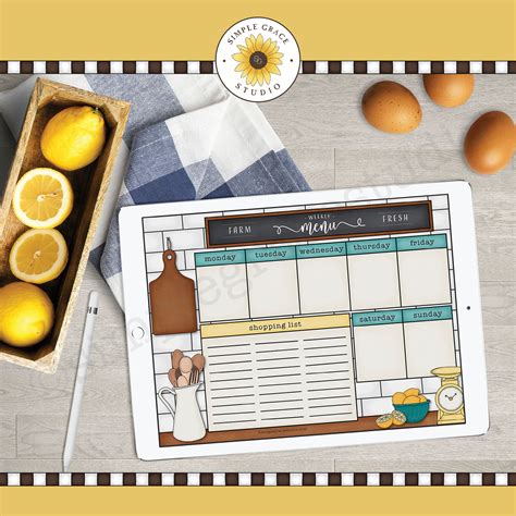 Menu Planner Printable Menu Planner Digital Menu Planner - Etsy