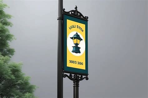 Premium Photo Lamp Post Banner 3d Rendering