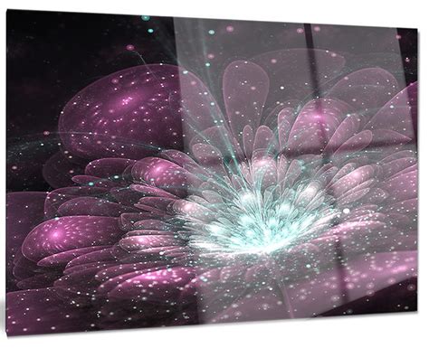 Purple Fractal Flower Glossy Metal Wall Art 40 X30 Contemporary