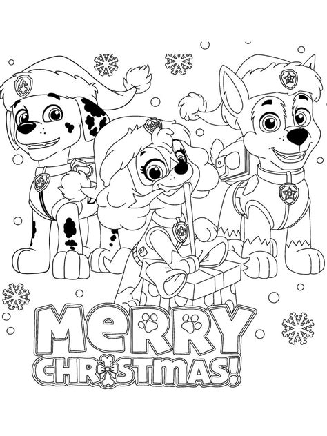 Paw Patrol Christmas Coloring Page Free Printable