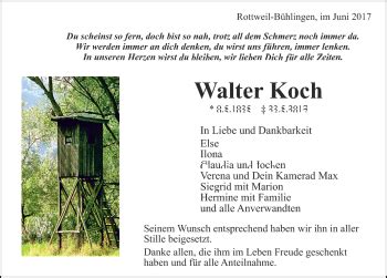 Traueranzeigen Von Walter Koch Schwarzw Lder Bote Trauer