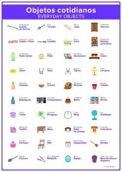 Everyday Objects Spanish English Objetos cotidianos by Language Forum