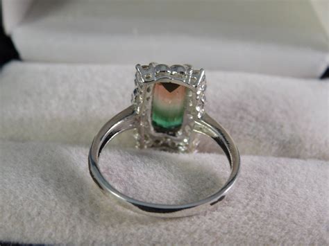2.40 Ct. Emerald Cut Watermelon Tourmaline Diamond & Chrome - Etsy