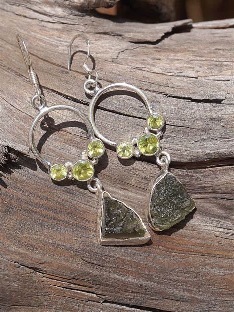 Moldavite Earring Set In Earring Set Moldavite Peridot Gemstone