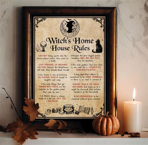 Witchs Home House Rules Poster Witch Art Print Witch Rules Witchy Home