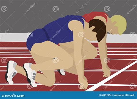 Athlete On The Starting Blocks Stock Illustration Illustration Of