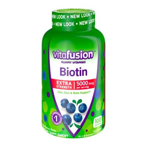 Vitafusion Extra Strength Blueberry Biotin Gummies 5000mcg 100 Ct