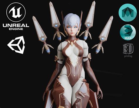 3D Model Cyborg Female VR AR Low Poly CGTrader