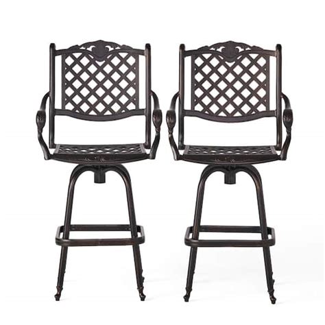 Noble House Nina Swivel Metal Outdoor Bar Stool 2 Pack 66781 The