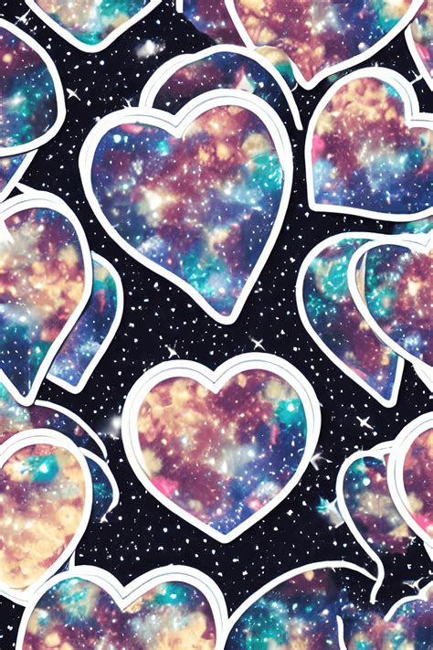 Heart Shaped Galaxy Sticker Design · Creative Fabrica