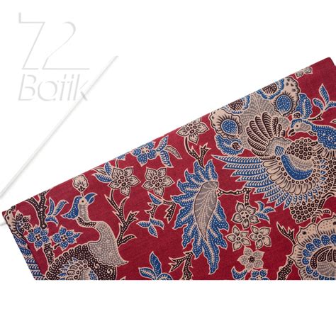 Jual Kain Batik Premium Bahan Katun Motif Burung Merak Warna Merah