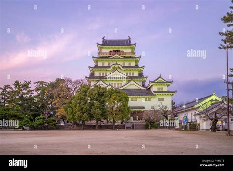 night view of Fukuyama Castle Tenshu in japan Stock Photo - Alamy