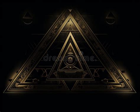 A Golden Triangle On A Black Background Stock Illustration