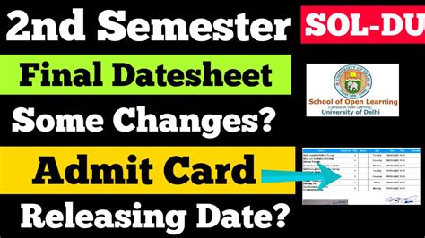 Sol Du Nd Semester Final Datesheet Some Changes Sol Admit Card