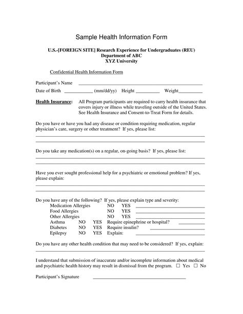 Free 13 Health Information Forms In Ms Word Pdf