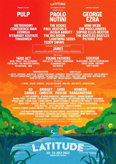 latitude festival  lineup  schedule map