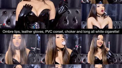 Ombre Lips Leather Gloves Pvc Corset Choker And Long All White