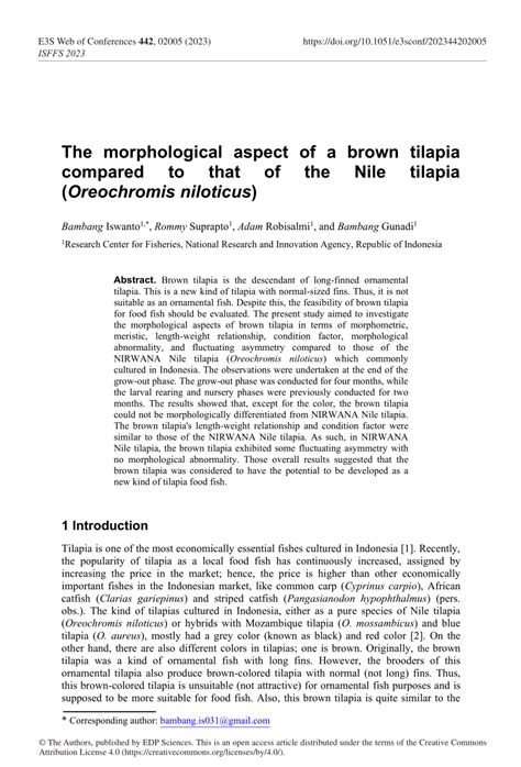 (PDF) The morphological aspect of a brown tilapia compared to that of ...