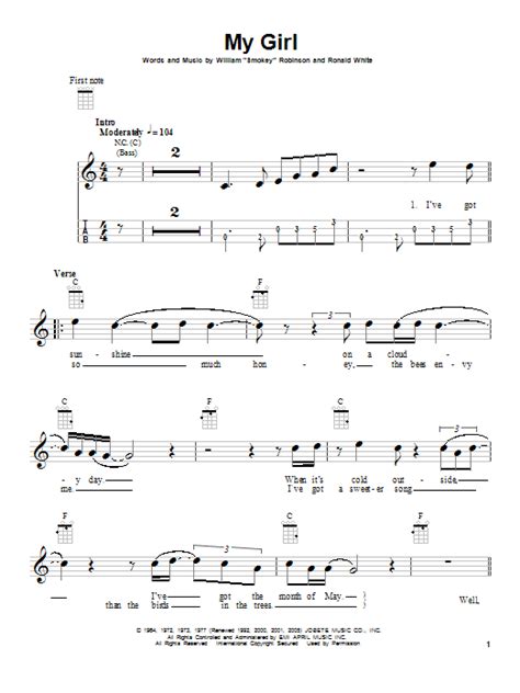 My Girl By The Temptations Sheet Music For Ukulele At Sheet Music Direct