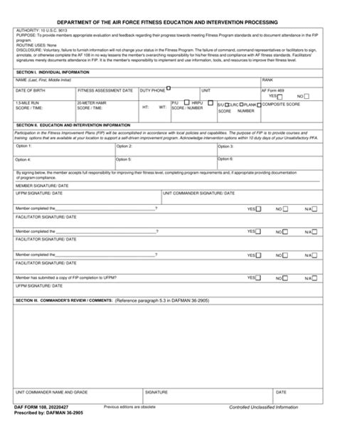 Daf Form 108 Fill Out Sign Online And Download Fillable Pdf