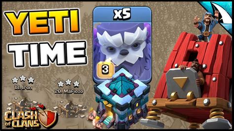 Yeti Smash With New Siege Barracks In War Clash Of Clans Youtube