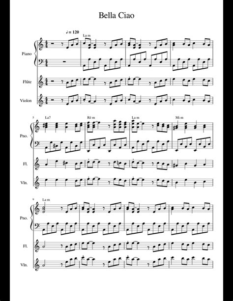 Bella Ciao Sheet Music For Piano Flute Violin Download Free In Pdf Or Midi