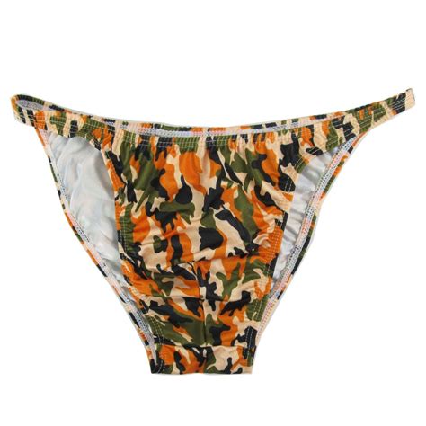 K377 P Multi Prints Mens String Bikini Narrow Waist Contoured Pouch