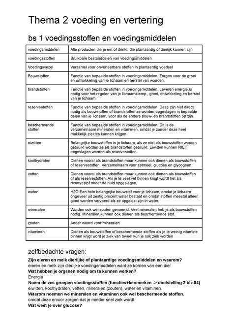 Thema Voeding En Vertering Thema Voeding En Vertering Bs