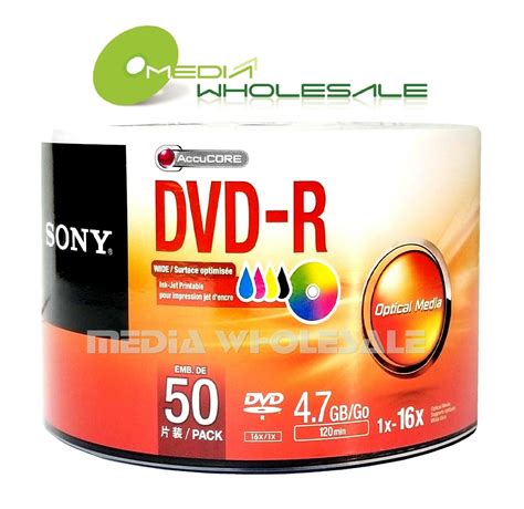 Brand New Sony Blank X Dvd R Dvdr White Inkjet Printable Gb