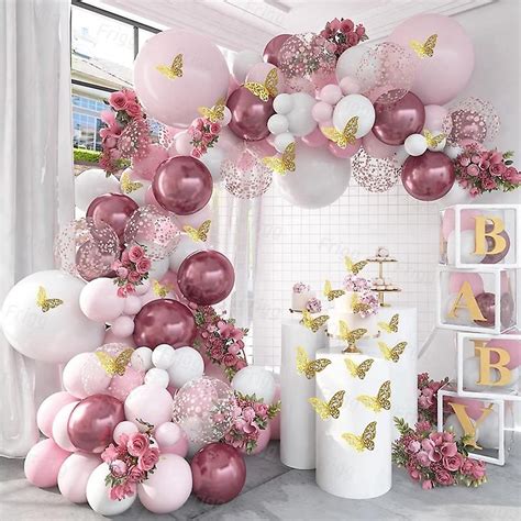 Fj Ril Rosa Lila Ballong Garland Arch Kit F Delsedagsfest Dekor Flicka