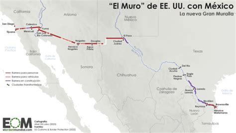 El mapa del muro entre México y Estados Unidos - Mapas de El Orden ...