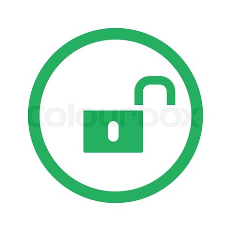 Flat Green Unlock Icon And Green Circle Stock Vector Colourbox