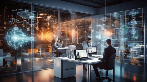 Premium AI Image Futuristic Cybersecurity Workspace Featuring