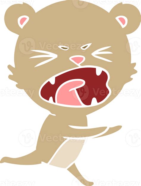 Angry Flat Color Style Cartoon Bear Shouting 44952582 Png