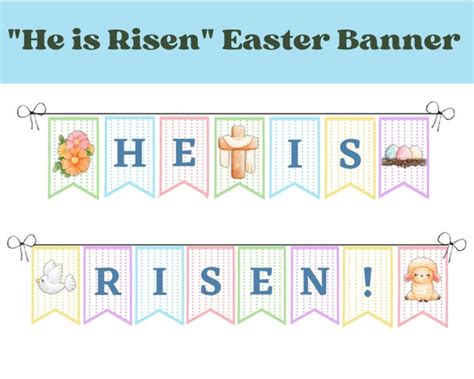 Easter Banner He Is Risen Printable Easter Banner Easter Etsy