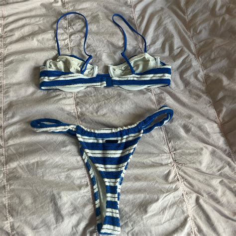 Triangl Blue And White Stripe Bikini Small Top And Depop