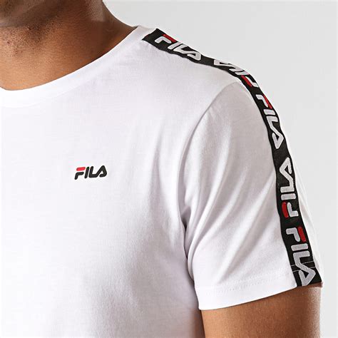 Fila Tee Shirt A Bandes Vainamo 687217 Blanc Noir Rouge