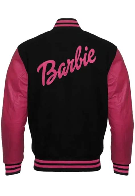 Barbie Pink Varsity Bomber Jacket Lerenjack