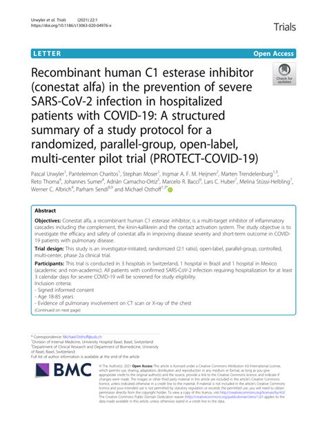 Pdf Recombinant Human C Esterase Inhibitor Conestat Alfa In The