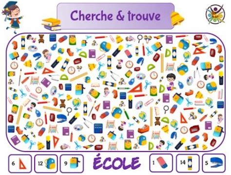 Cherche et trouve École Un Anniversaire en Or Jeu enfant gratuit