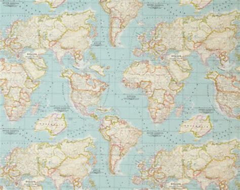 World Map Fabric Map Fabric World Fabric Blue Fabric Half - Etsy ...