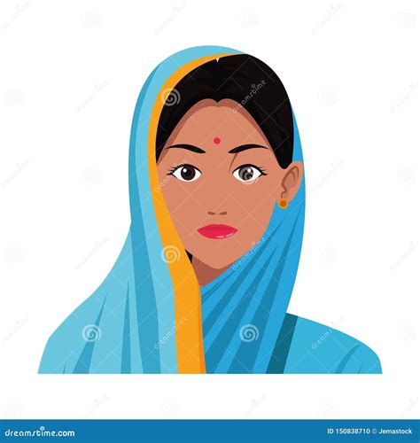 Indian Woman Face Avatar Cartoon Vector Illustration CartoonDealer