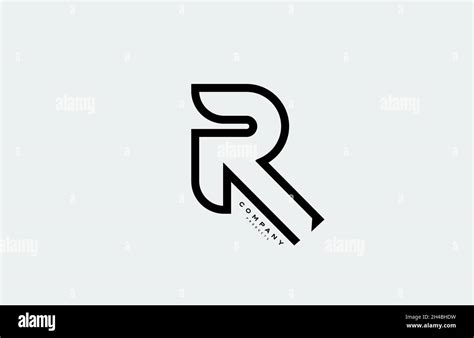 Black R Alphabet Letter Logo Icon With Line Design For Business And