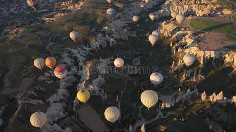 Aerial View Hot Air Baloons In Turkey K Stock Video Video Of Beautiful Nature