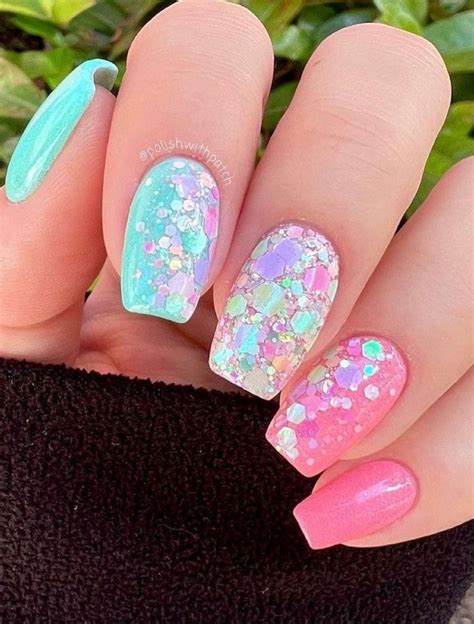 Pin By Stephanie Fowler On Nail Ideas Confetti Nails Aqua Nails